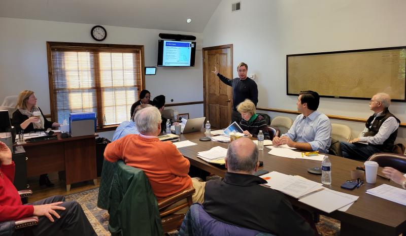 Rehoboth Beach and Henlopen Acres officials recently began discussing if they want to accept an offer of $100,000 per year for the next 20 years from US Wind. If the towns take the company up on its offer, they would agree not to obstruct the project as it moves forward. Mike Dunmyer, US Wind Delaware development manager, talks with Henlopen Acres commissioners during a meeting Jan. 12. CHRIS FLOOD PHOTO
